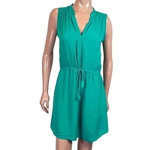 Aritzia Babaton Benedict Silk Dress Sleeveless Lightweight Pleated Green Medium